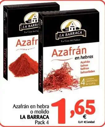 Alimerka La Barraca Azafrán en hebra o molido Pack 4 oferta