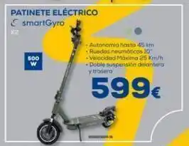 Tiendas Electrón K2 patinete eléctrico smartgyro 500 w autonomia hasta 45 km ruedas neumáticas 10 - velocidad maxima 25 km/h +doble suspen oferta
