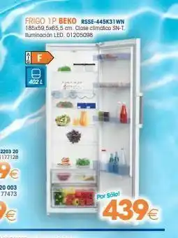 Master Cadena Frigo 1p beko rsse-445k31wn 185x59,5x65,5 cm. clase climática sn-t. muminación led. 01205098 f 402 l por sólo! 439€ oferta
