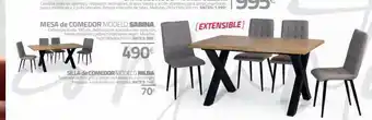 MyMobel Mesa de comedor modelo sabina. extensible hasta 180 cm, fabricada en acabado color roble con borde ondulado y patas metálicas oferta