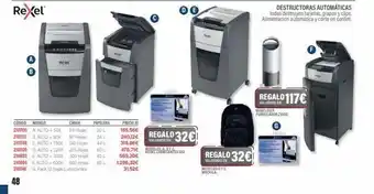 Carlin Rexel código modelo papelera 20l 341 carga 210706 a auto+ 50x 50 hojas 210707 b auto + 90x 90 hojas 210708 calito+130x 130 oferta