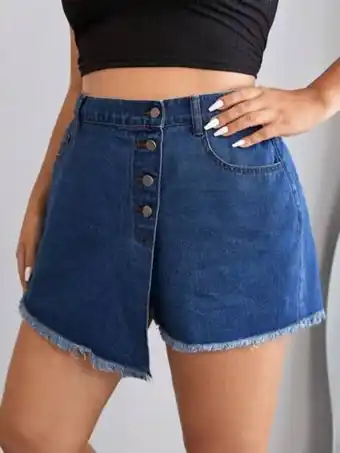 Skort mezclilla con botón bajo crudo