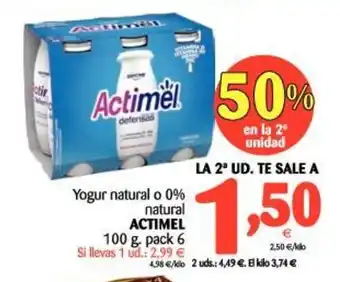 Alimerka Actimel Yogur natural o 0% natural 100g.pack 6 oferta