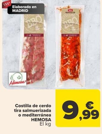 Carrefour Costilla de cerdo tira salmuerizada o mediterránea HEMOSA oferta