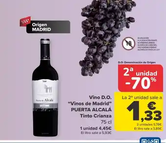 Carrefour Vino D.O. "Vinos de Madrid” PUERTA ALCALÁ Tinto Crianza oferta