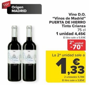 Carrefour Vino D.O. "Vinos de Madrid" PUERTA DE HIERRO Tinto Crianza oferta