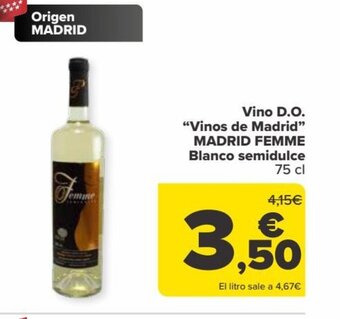 Carrefour Vino D.O. "Vinos de Madrid" MADRID FEMME Blanco semidulce 75 cl oferta
