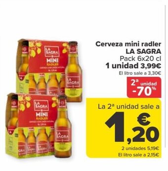 Carrefour Cerveza mini radler LA SAGRA oferta