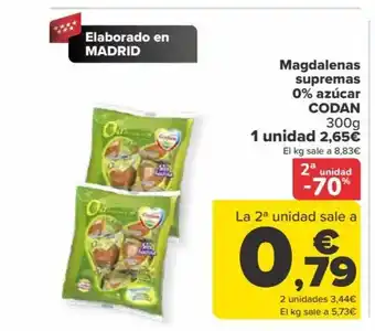 Carrefour Magdalenas supremas 0% azúcar CODAN 300g oferta