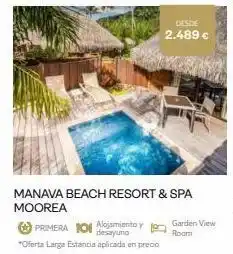 Viajes Eroski Manava beach resort & spa moorea primera 10 alojamiento y desayuno *oferta larga estancia aplicada en precio desde 2.489 oferta