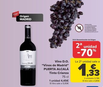 Carrefour Vino d.o. vinos de madrid puerta alcala tinto crianza oferta