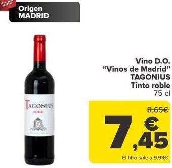Carrefour Vino d.o. vinos de madrid tagonius tinto roble oferta