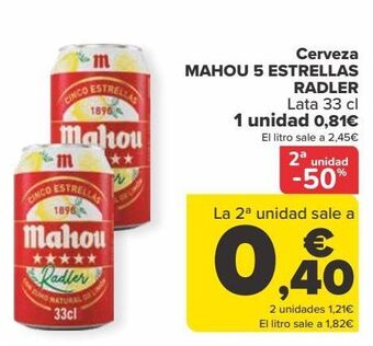 Carrefour Cerveza mahou 5 estrellas radler oferta