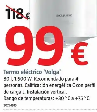 Bauhaus Termo electrico volga 80 l oferta