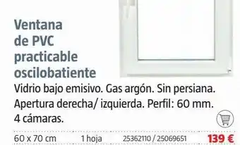 Bauhaus Vent pvc oscil s/p 60x70cm 1h izq solid elem oferta