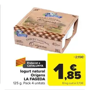 Carrefour Iogur natural orígenes la fageda oferta