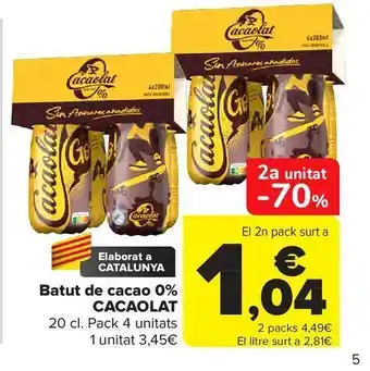 Carrefour Batut de cacao 0% cacaolat oferta