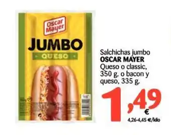 Alimerka Oscar Mayer Salchichas jumbo Queso o classic, 350g o bacon y queso, 335g oferta