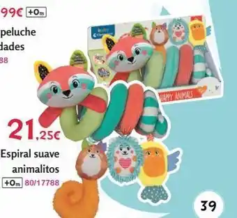 Josber Toys 21.25€ espiral suave animalitos +0m 80/17788 colle happy animals 39 oferta