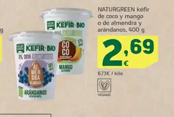 HiperDino NATURGREEN kéfir de coco y mango o de almendra y arándanos, 400 g oferta