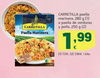 HiperDino CARRETILLA paella marinera, 280 g (1) o paella de verduras y pollo, 250 g (2) oferta