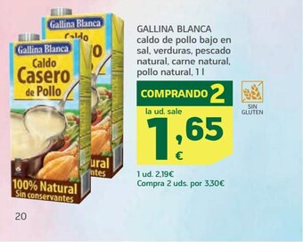 HiperDino GALLINA BLANCA caldo de pollo bajo en sal, verduras, pescado natural, carne natural, pollo natural, 1 | oferta