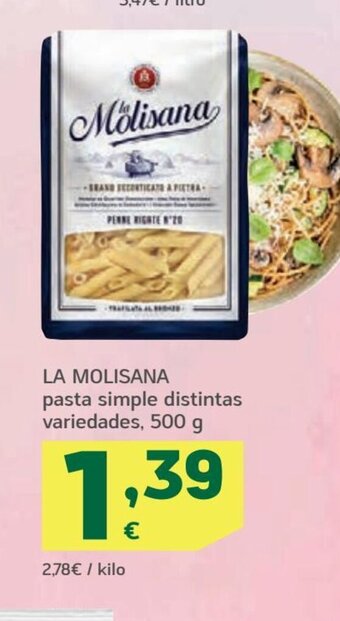 HiperDino LA MOLISANA pasta simple distintas variedades, 500 g oferta