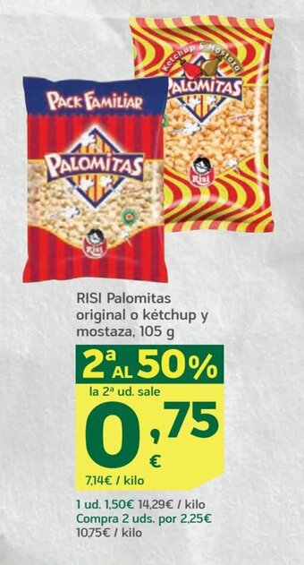 HiperDino RISI Palomitas original o ketchup y mostaza, 105 g oferta