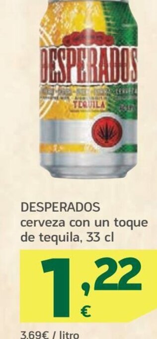HiperDino DESPERADOS cerveza con un toque de tequila, 33 cl oferta