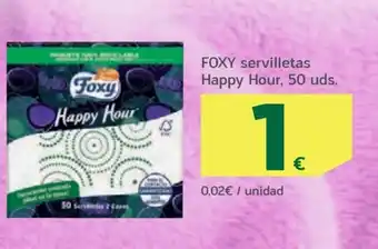 HiperDino FOXY servilletas Happy Hour, 50 uds. oferta