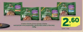 HiperDino ULTIMA FIT&DELICIOUS ESTERILIZADOS BUEY/ATÚN O POLLO/SALMÓN, SELECCIÓN CARNE O PESCADO oferta
