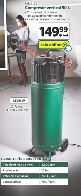 Lidl PARKSIDE Compresor vertical 50 L oferta