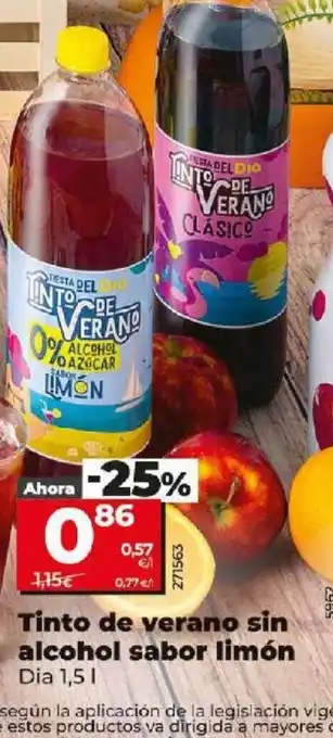Dia Tinto de verano sin alcohol sabor limón oferta