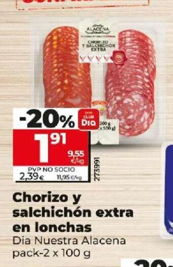 Dia Chorizo y salchichón extra en lonchas oferta