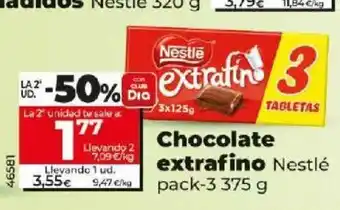 Dia Chocolate extrafino Nestlé pack-3 375 g oferta