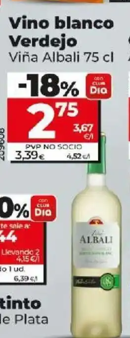 Dia Vino blanco Verdejo Viña Albali 75 cl oferta