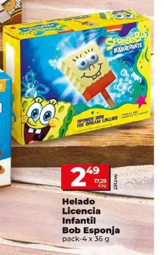 Dia Helado Licencia Infantil Bob Esponja oferta