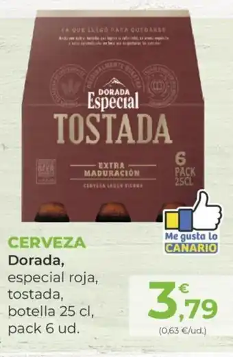 SPAR CERVEZA Dorada, especial roja, tostada, botella 25 cl, pack 6 ud. oferta
