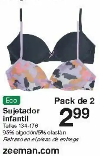 Zeeman Eco Sujetador infantil Tallas 134 - 176 Pack de 2 oferta