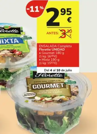Consum ENSALADA Completa Florette UNIDAD oferta