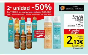 Carrefour Agrado Bruma Facial Solar 50 Spf oferta
