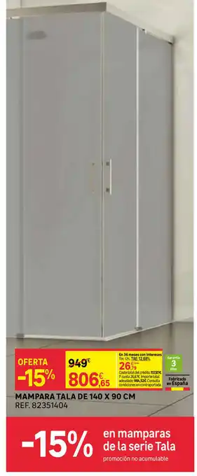 Leroy Merlin Mampara Tala De 140 X 90 Cm oferta
