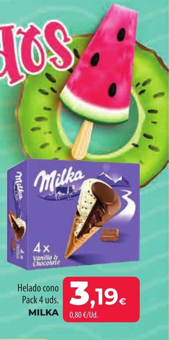 Spar Tenerife Helado cono Pack 4 uds. MILKA oferta