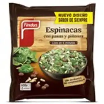 Plusfresc Espinacs amb panses i pinyons findus, paquet 400 grams oferta