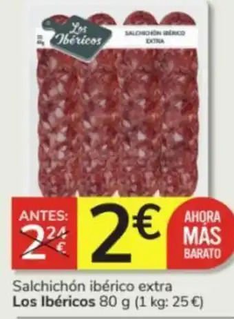 Consum Salchichón ibérico extra Los Ibéricos 80 g oferta