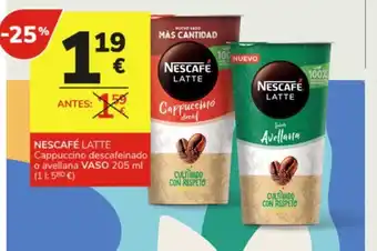 Consum NESCAFÉ LATTE Cappuccino descafeinado o avellana VASO 205 ml oferta