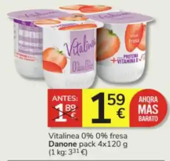 Consum Vitalinea 0% 0% fresa Danone pack 4x120 g oferta