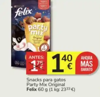 Consum Snacks para gatos Party Mix Original Felix 60 g oferta