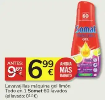 Consum Lavavajillas máquina gel limón Todo en 1 Somat 60 lavados oferta