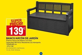 Bricoking Súper precio! 139€ banco/arcón de jardín práctico banco de plástico con baúl. capacidad 280 litros. resistente a la intemp oferta